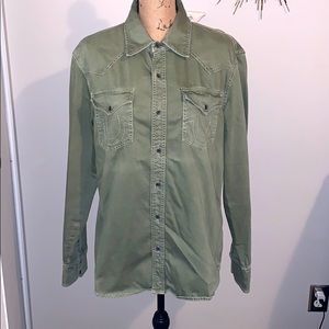 True Religion Green Demin Button Down